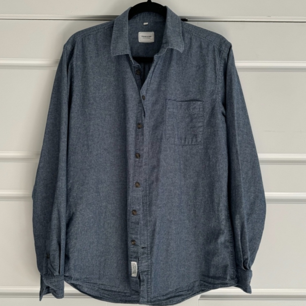 Frank and Oak Chambray Button Down Shirt, Medium